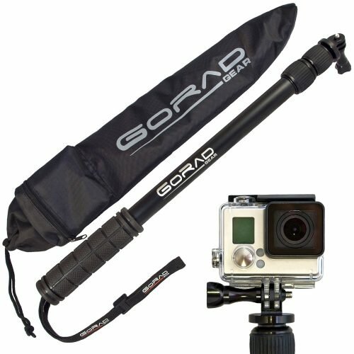 GoRad Gear Selfie Stick for GoPro Hero Cameras, Waterproof, Pole Extends 17-40 Inches, Aluminum Tripod Mount and Thumb Screw, Nylon Carry Bag (black)