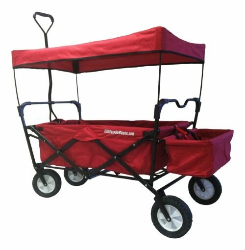 EasyGoWagon Folding Collapsible Utility Wagon Fits in Trunk of Standard Car, Red