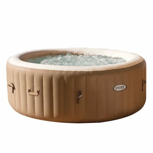 Intex PureSpa Bubble Massage 4-Person Portable Hot Tub, Round, 77, Sahara Tan