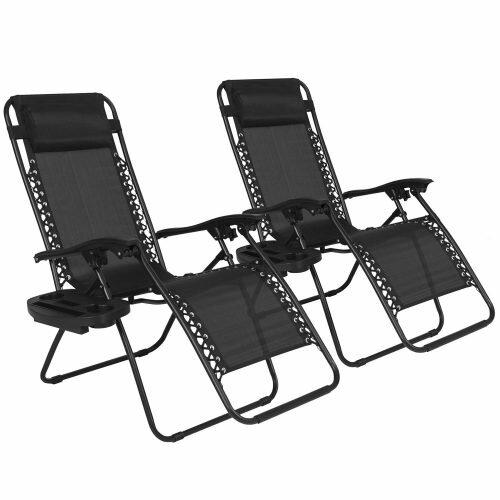 Best Choice Products Zero Gravity Chairs Case Of (2) Black Lounge Patio Chairs Outdoor Yard Beach New