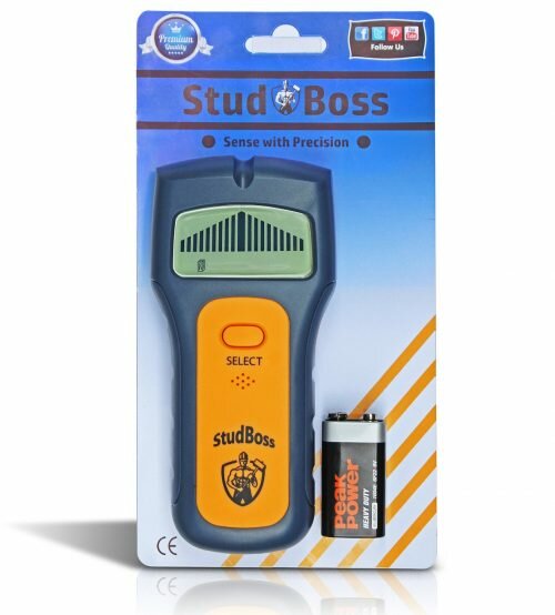 StudBoss Digital LCD Stud Finder - Easy To Use - Bonus Video Guide - 9 Volt Battery Included - Scanner for Wall Studs, Ac Wires and General Metals - DIY Essential Tool