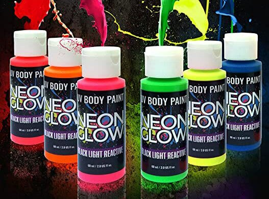 UV Glow Blacklight Face and Body Paint 0.34oz - Set of 6 Tubes - Neon Fluorescent